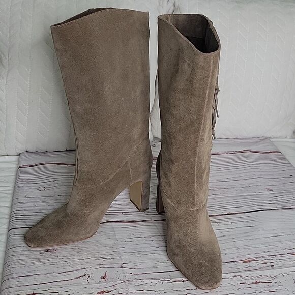 Vince Camuto Sterla Tall Suede Fringed Boots Size 10 - Picture 7 of 13